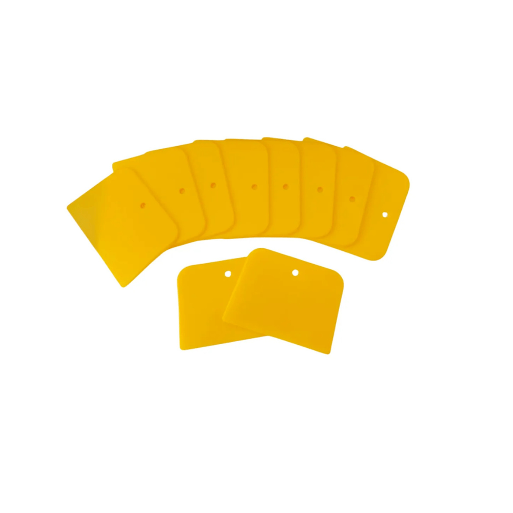 JUEGO DE ESPATULAS DE PLASTICO AMARILLO DE 4 AC PACK X10