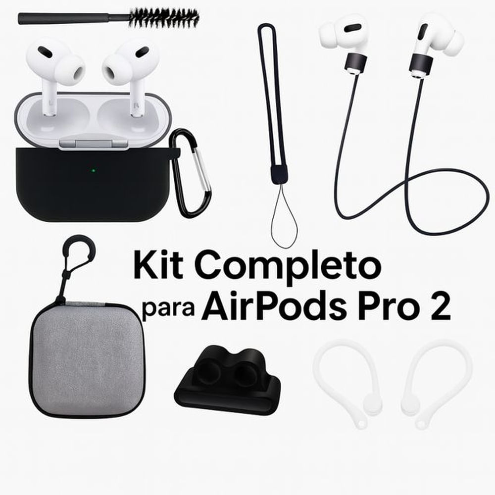 Kit 8 en 1 de Accesorios para AirPods 4 4ta generación  Negro