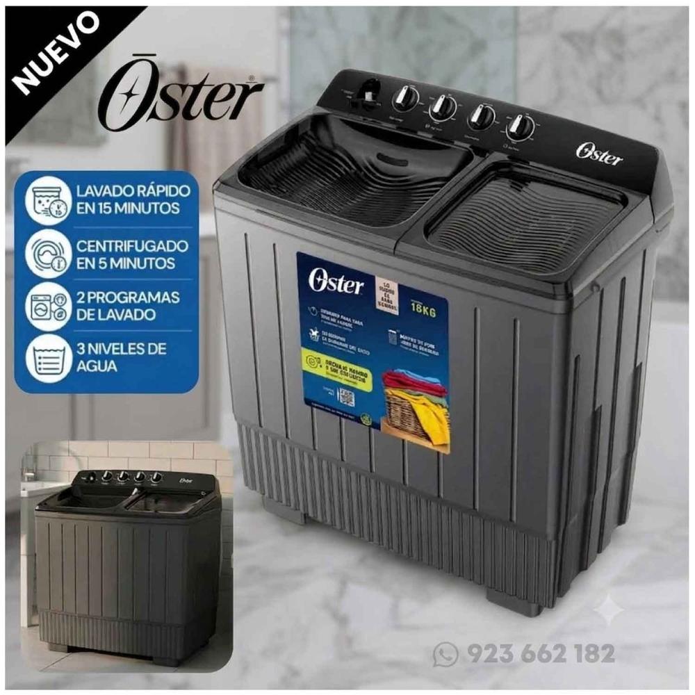 Lavadora Semiautomática de Doble Tina Oster 18 kg Negra OS-P