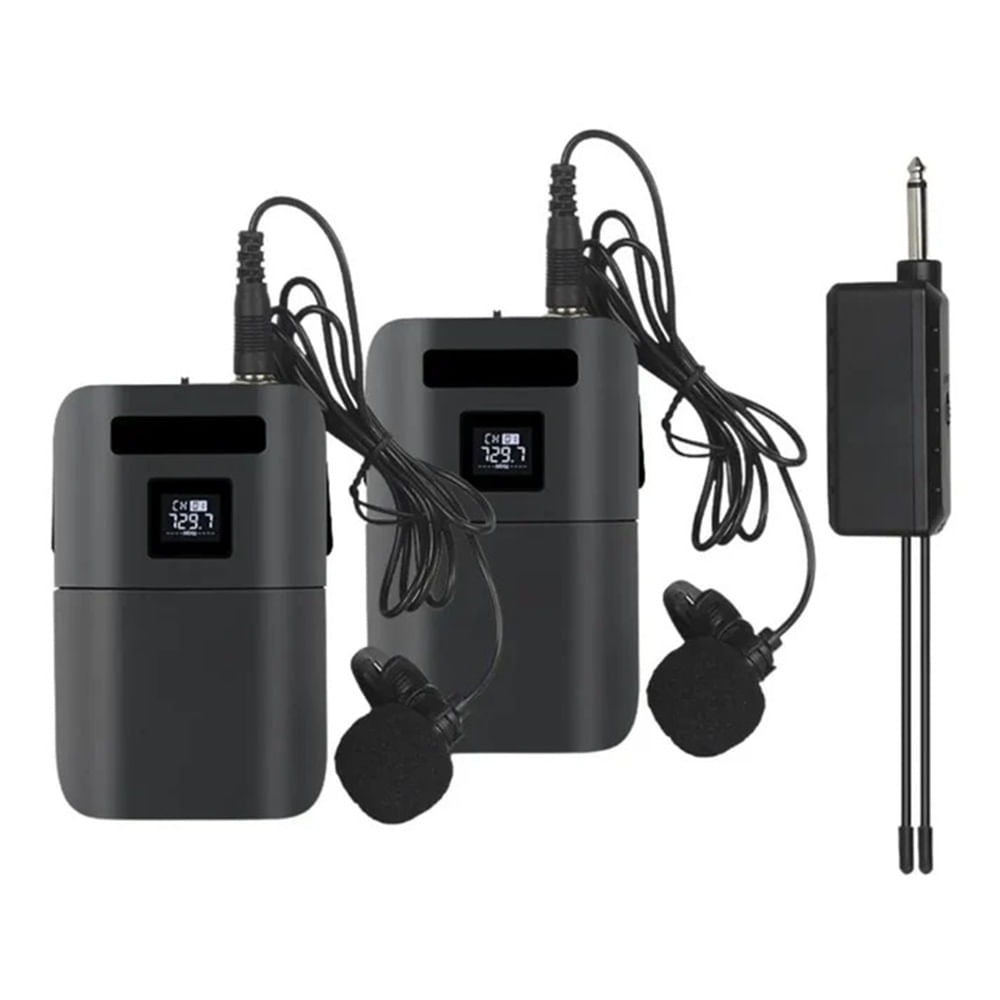 Micrófono Inalámbrico Doble VHF con Pantalla LED Diadema y Solapa  MOD XY-E8
