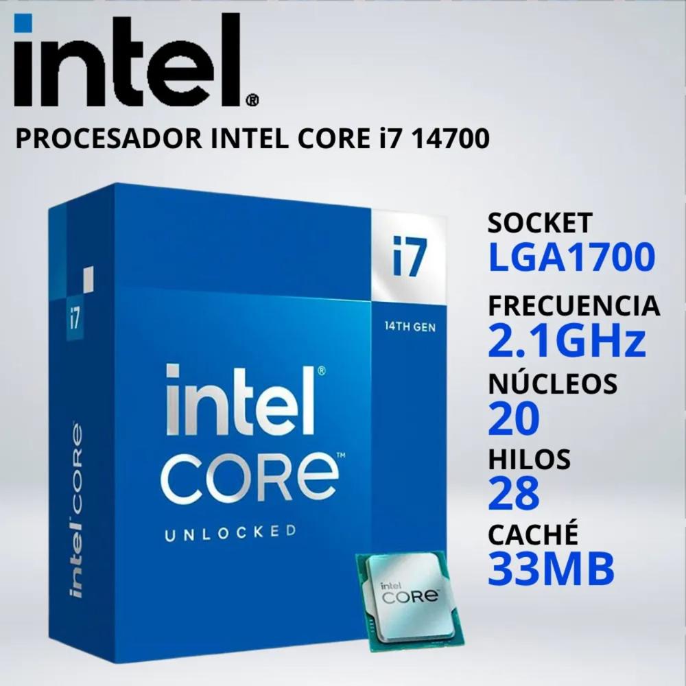 PROCESADOR INTEL CORE i7-14700 LGA1700 2.1-5.4 GHz 33MB GRAF