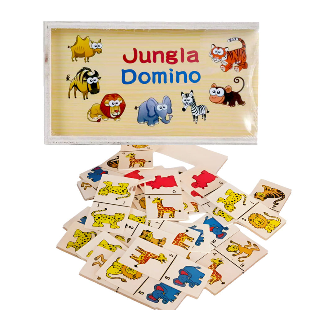 Domino Didactico en Madera Jungla 28 pzas