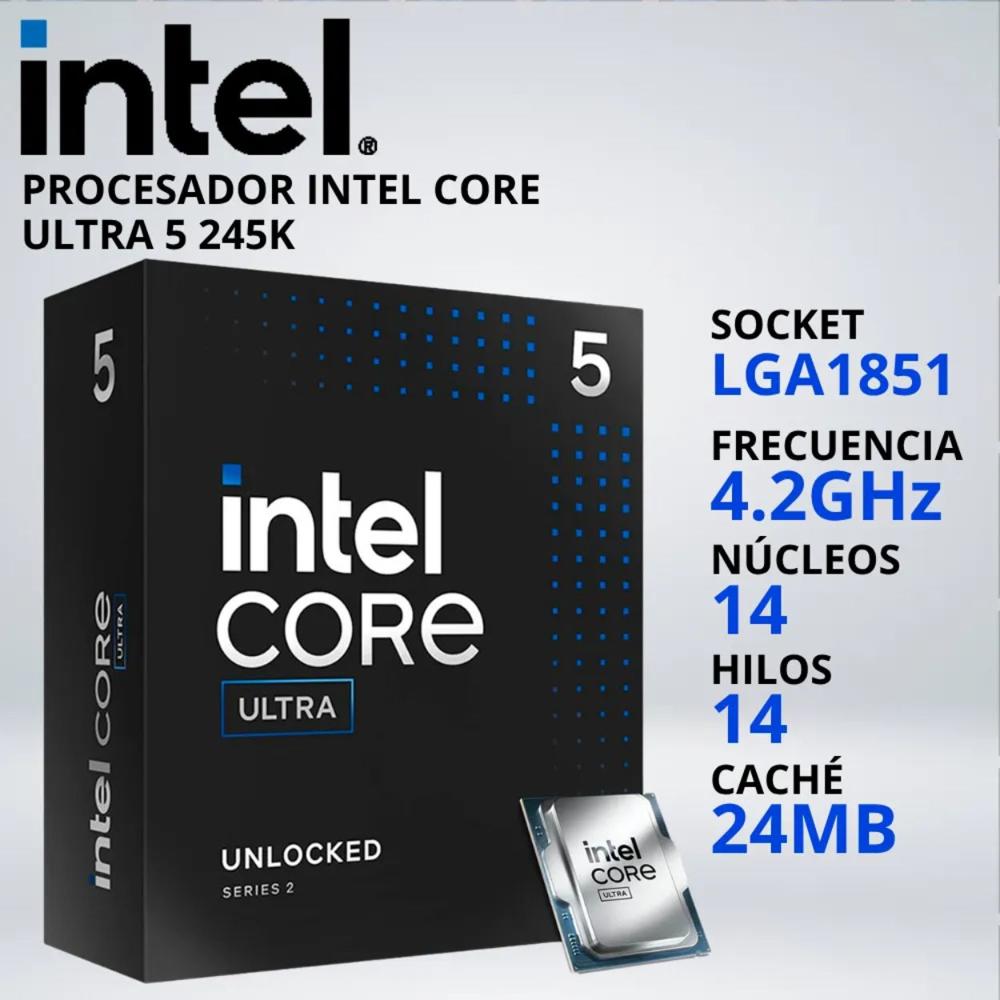 PROCESADOR INTEL CORE ULTRA 5-245K LGA1700 4.2-5.2 GHz 24MB 