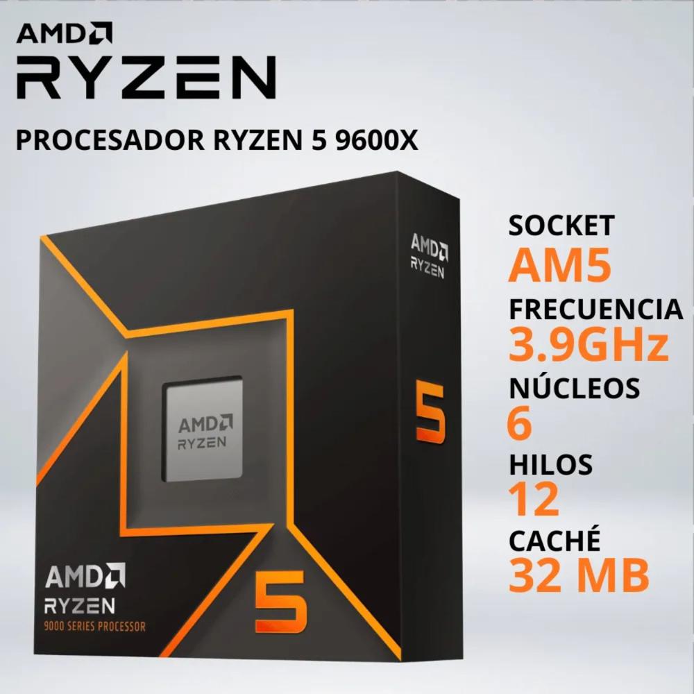 PROCESADOR RYZEN 5 9600X 3.9-5.4 GHz 32MB AM5 GRAFICOS RADEO