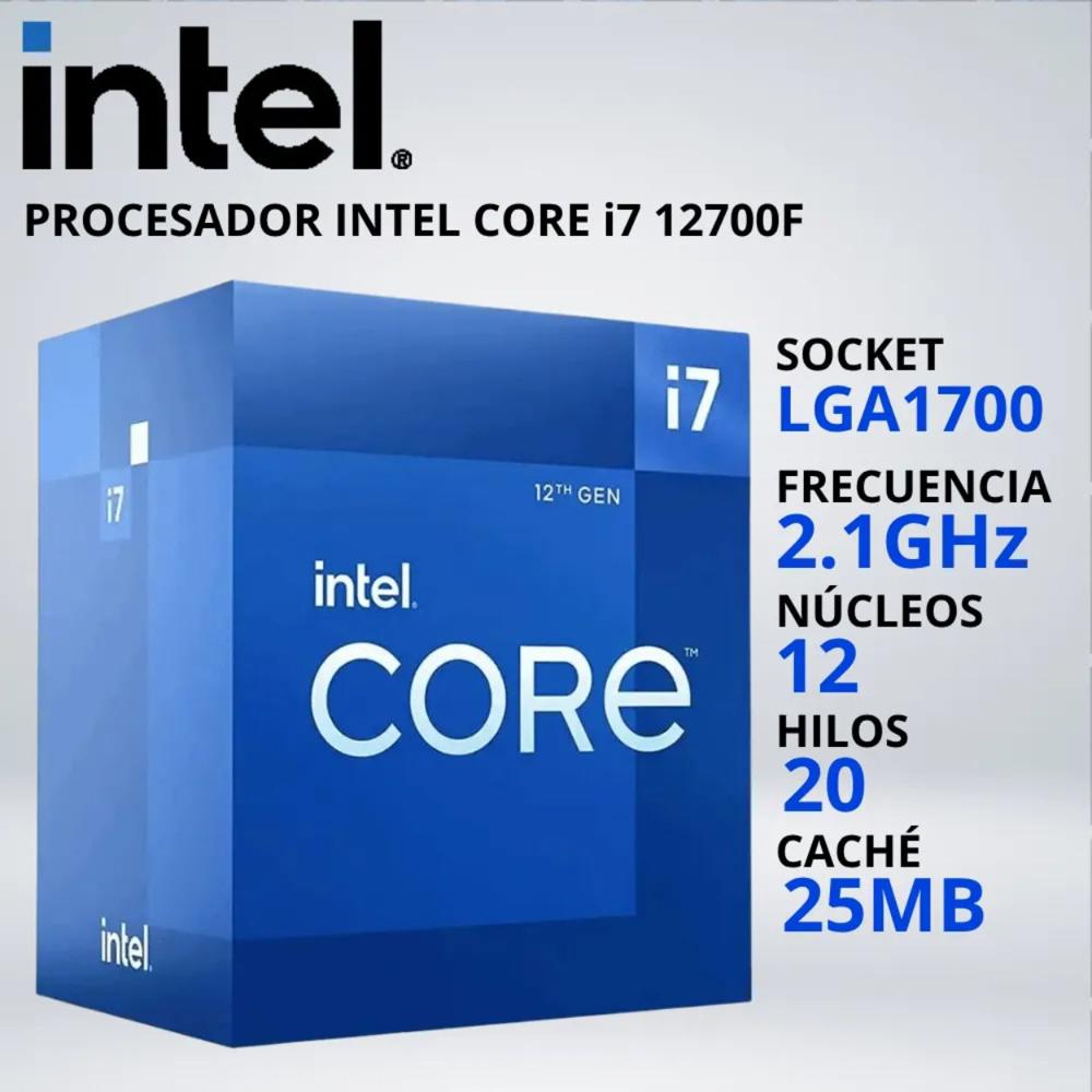 PROCESADOR INTEL CORE i7-12700F LGA1700 2.1-4.9 GHz 25MB - F