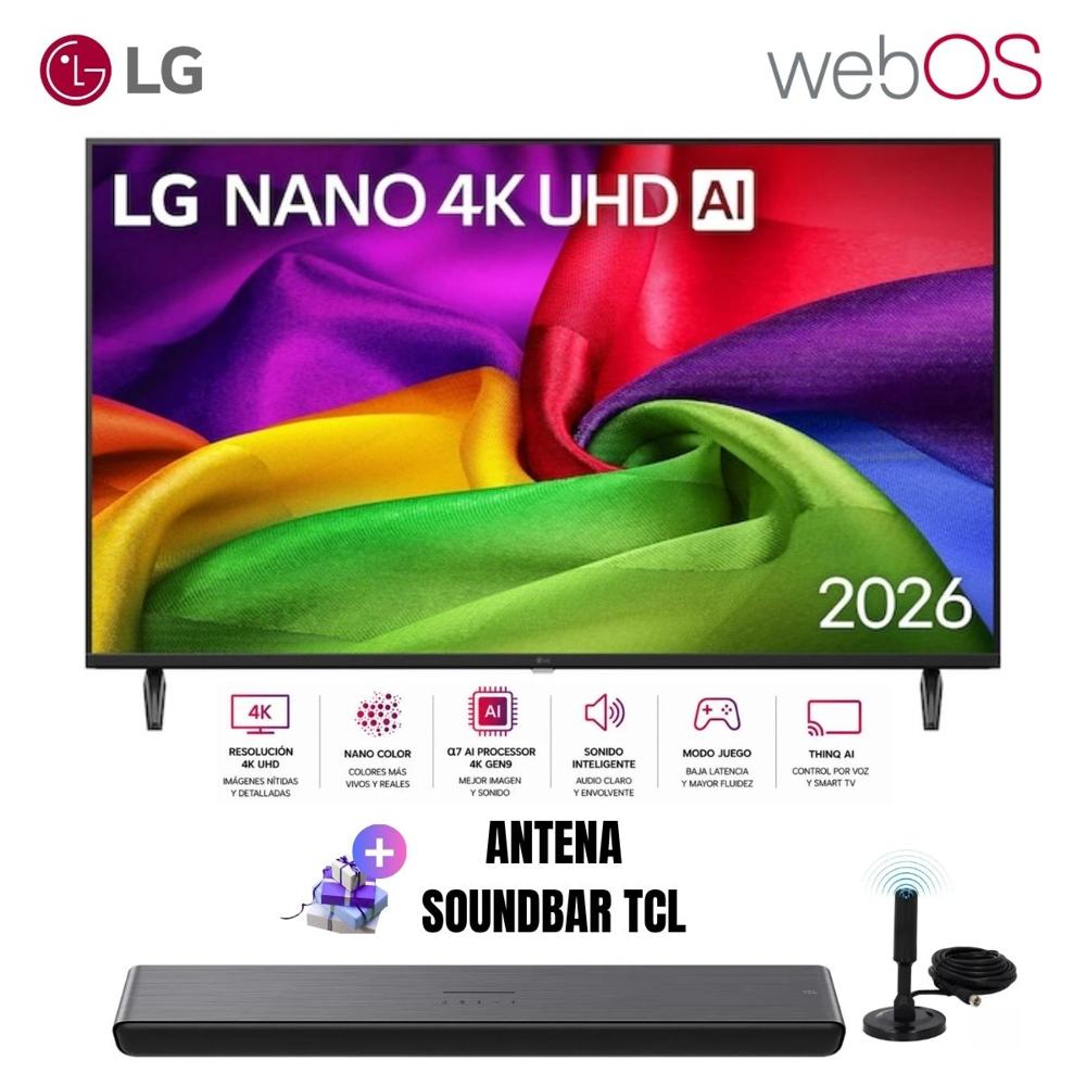 Televisor Smart TV LG 43'' NANO UHD 4K 43NU800BPSC 2026 - Ant - Soundbar TCL