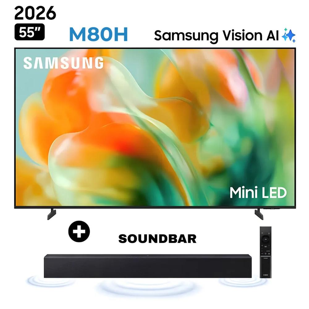 Televisor Samsung 55 Mini LED M80H Vision AI Smart TV 2026 y Soundbar