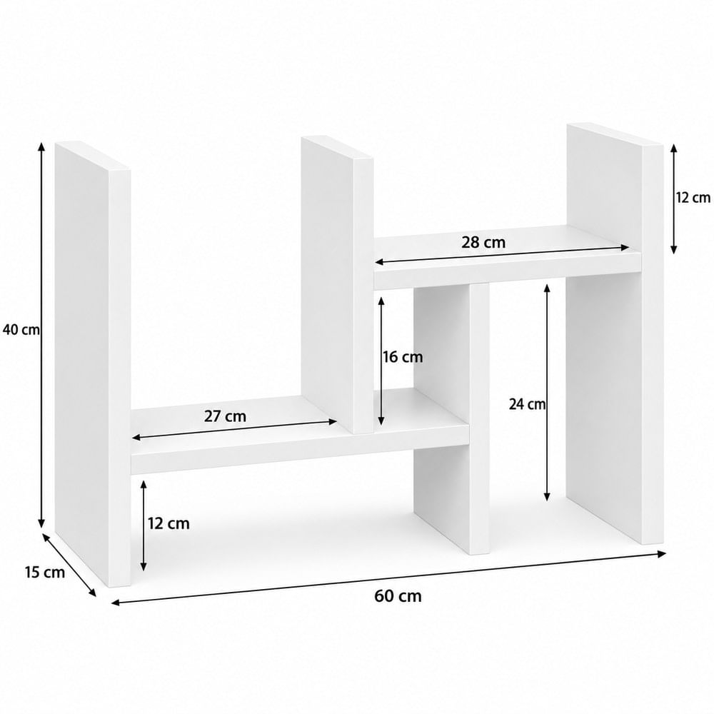 Organizador multiusos blanco para libros de 40x60x15 cm melamine