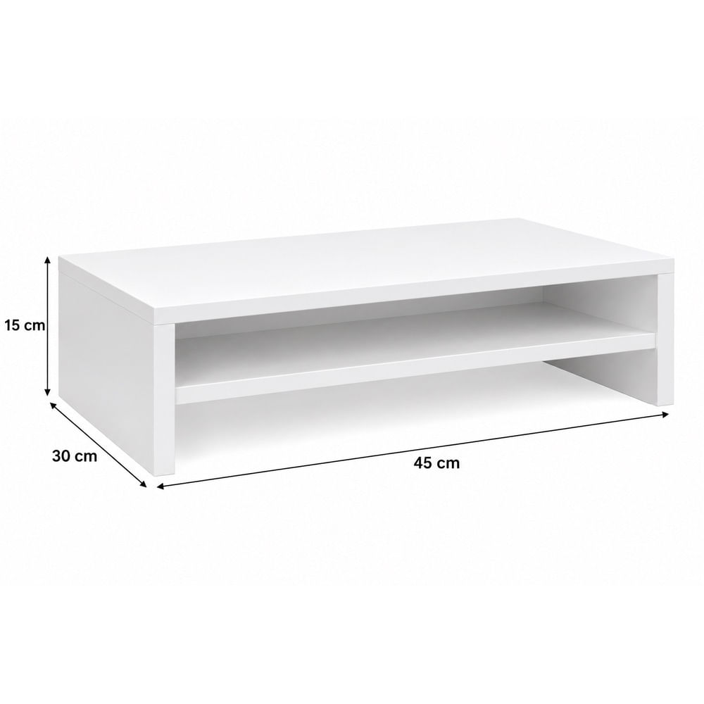 soporte de monitor, escritorio elevado blanco de 15x45x30 cm