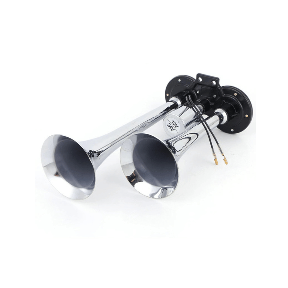 Claxon Bocina de Aire Cromada Doble Tubo 12V 24V 150 dB
