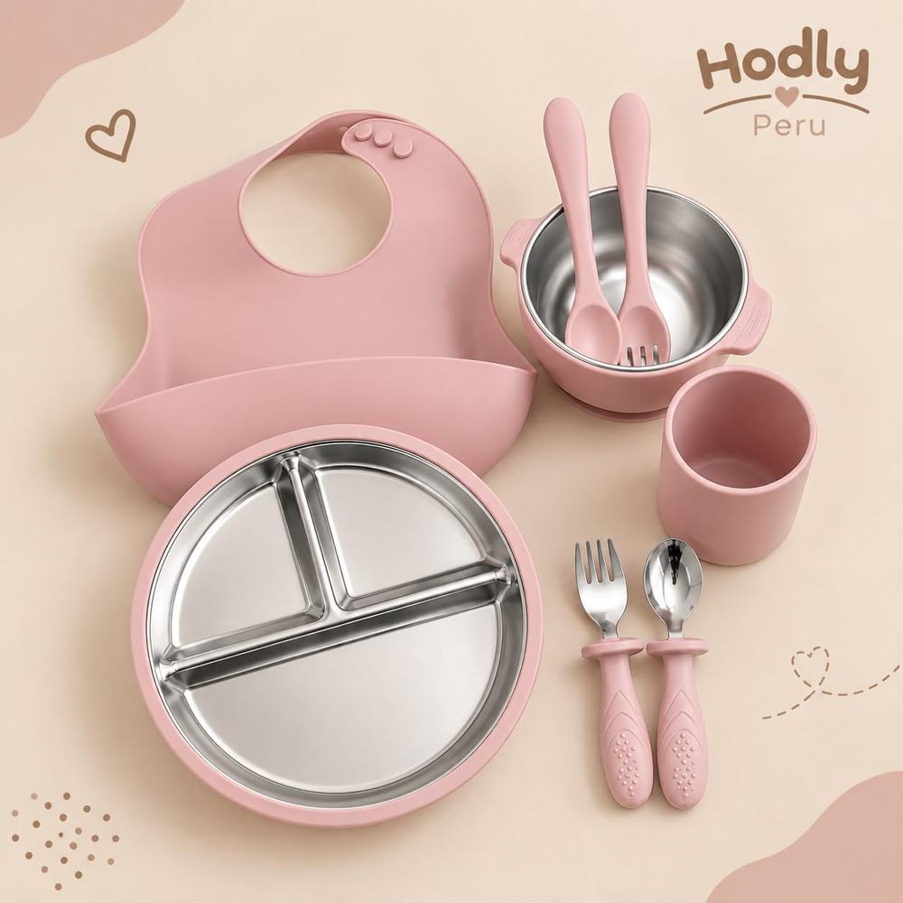 Set de Alimentación para Bebé 8 Piezas Silicona y 