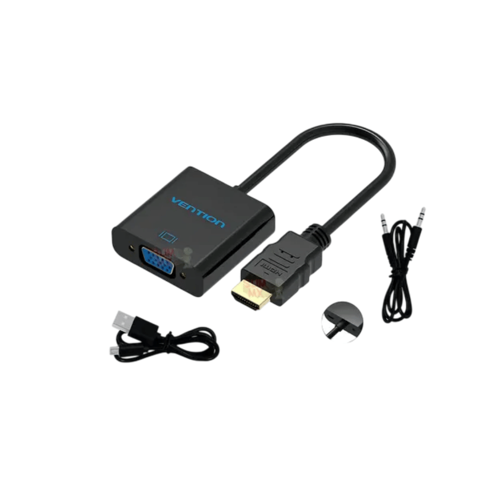 ADAPTADOR CONVERTIDOR  VENTION HDMI A VGA con Audio auxiliar