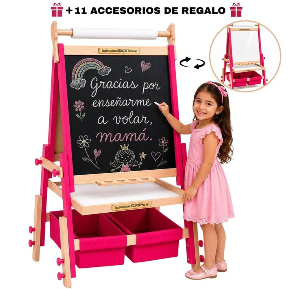 Pizarra Caballete 4en1 Madera Magnética Tiza Acrílica Regalo Educativo Montessori