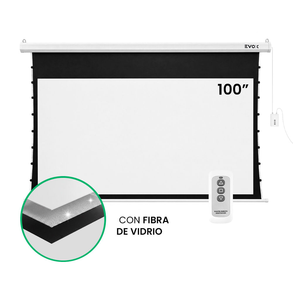 Ecran Eléctrico Tensionado Evox Pantalla de 120 Pulgadas con Fibra de Vidrio