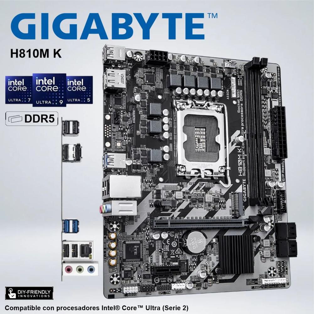 PLACA GIGABYTE H810M K INTEL CORE ULTRA DDR5