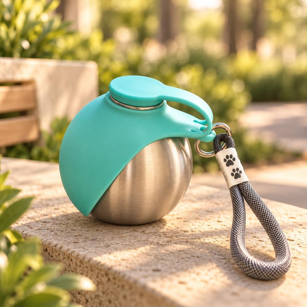 Bebedero Portátil para Perros AquaBowl verde con Botella de 