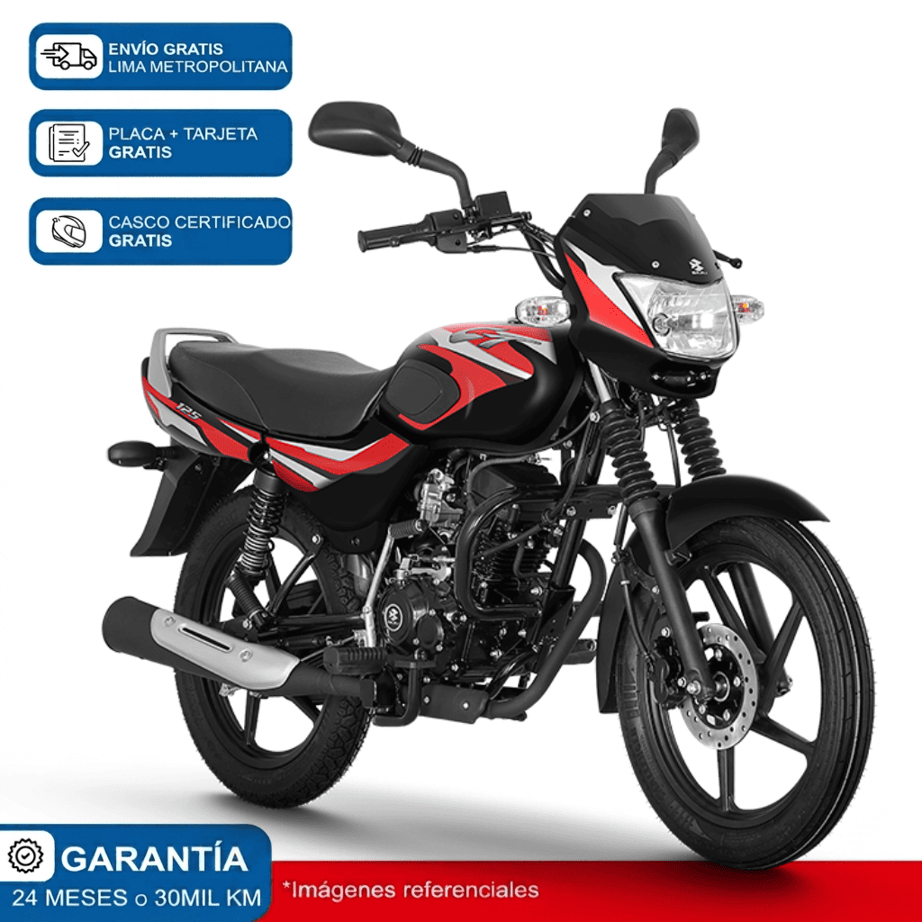 Moto Bajaj CT 125 Negro Rojo + incluye regalo y casco