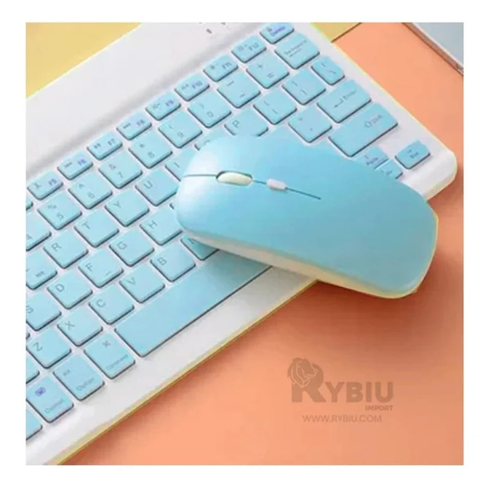 TECLADO MOUSE INALAMBRICO BLUETOOTH A2000 - CELESTE