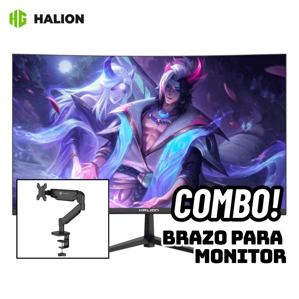 MONITOR CURVO HALION 27 FHD IPS 144HZ AMD FREESYNC HDMI Y VGA - HS2703FC + BRAZO PARA MONITOR