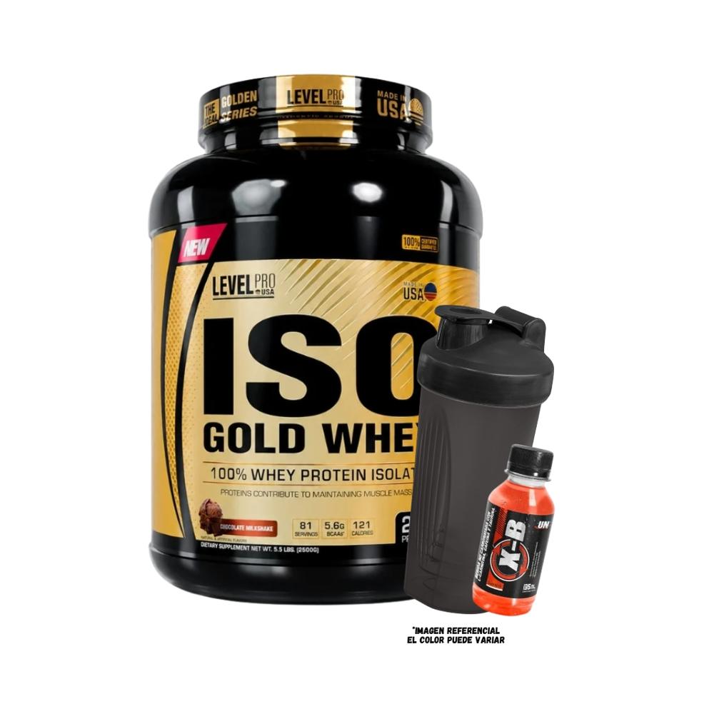 ISO GOLD WHEY 1.1 KG CHOCOLATE Y SHAKER Y BOTELLITA XB