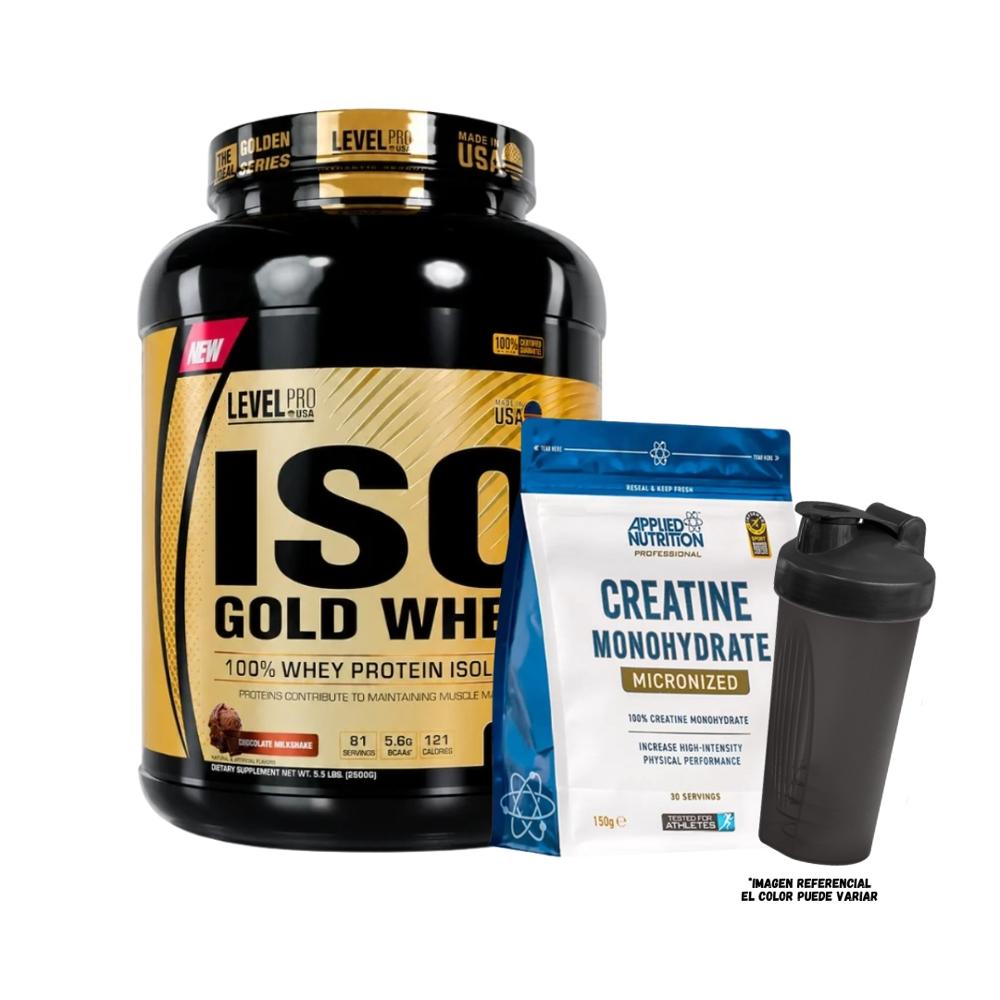 ISO GOLD WHEY 1.1 KG CHOCOLATE Y CREATINA APPLIED 150 GR Y S
