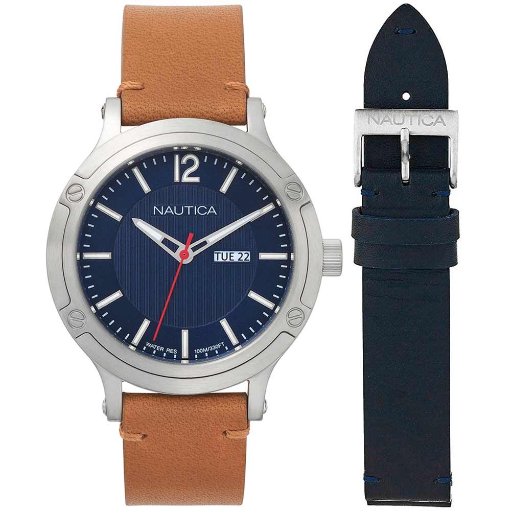 Reloj Nautica Porthole Slim Boxset NAPPSP901 Set Dos Correas de Cuero