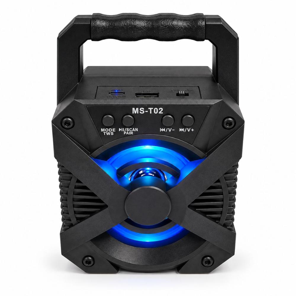 Parlante Bluetooth Portátil MS-T02 5W con Luces RGB Radio FM USB y TWS