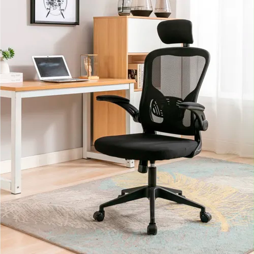 Silla Ergonómica De Escritorio Soporte Lumbar Ajustable Negro Malla