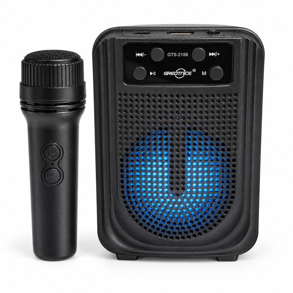 Parlante Inalámbrico Portátil GTS-2158 de 3 pulgadas con Micrófono Karaoke USB TF y FM