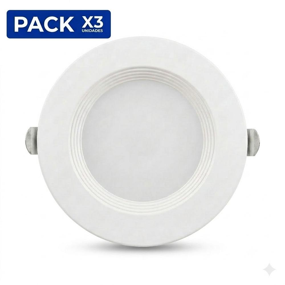 Pack x3 Spot Para Empotrar Caja Octogonal 9W 3 Tiempos color Blanco