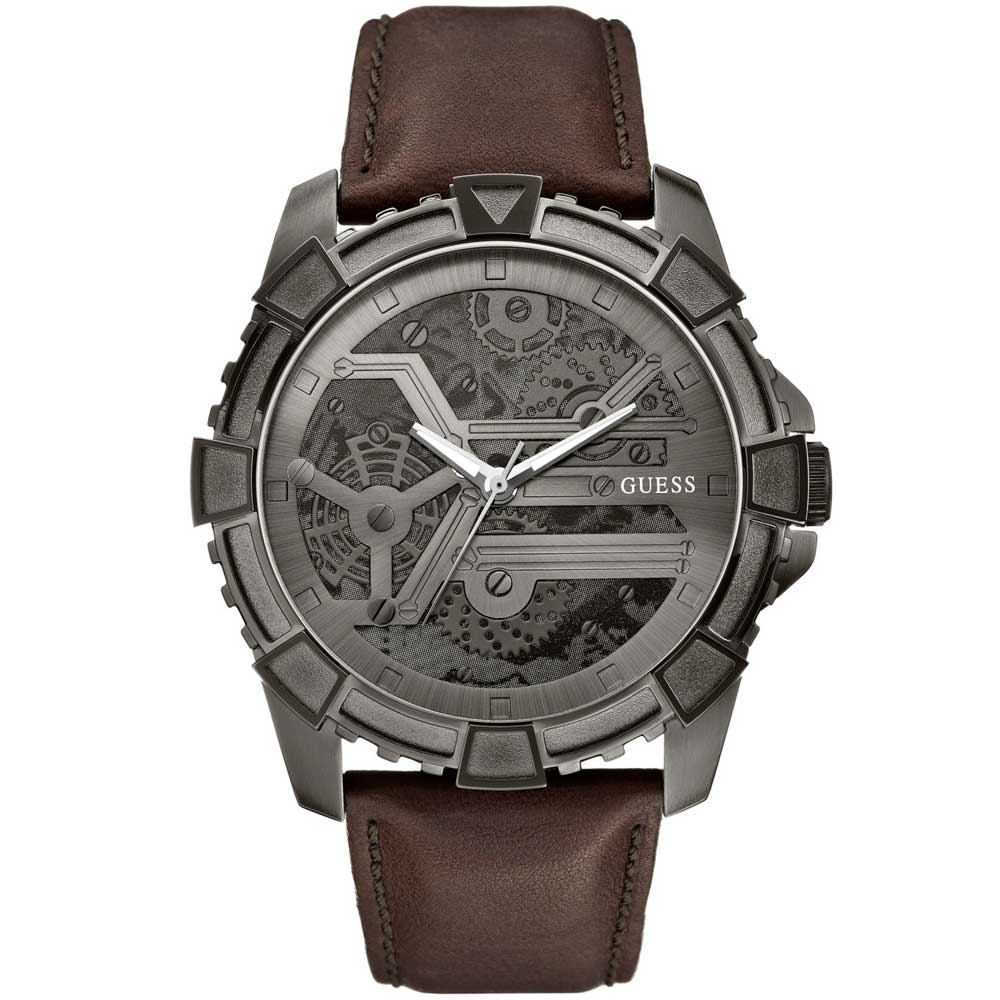 Reloj Guess Dynamic U0274G1 Correa De Cuero Marrón Gunmetal