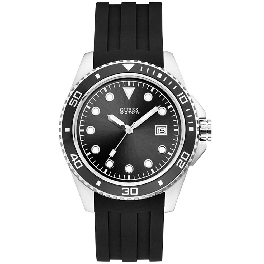 Reloj Guess Crew W1109G1 Fecha Correa de Silicona Negro