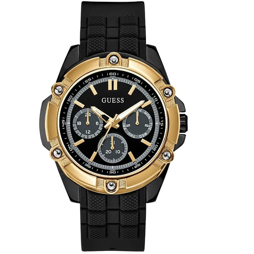 Reloj Guess Bolt W1302G2 Multifuncional Correa de Silicona Negro