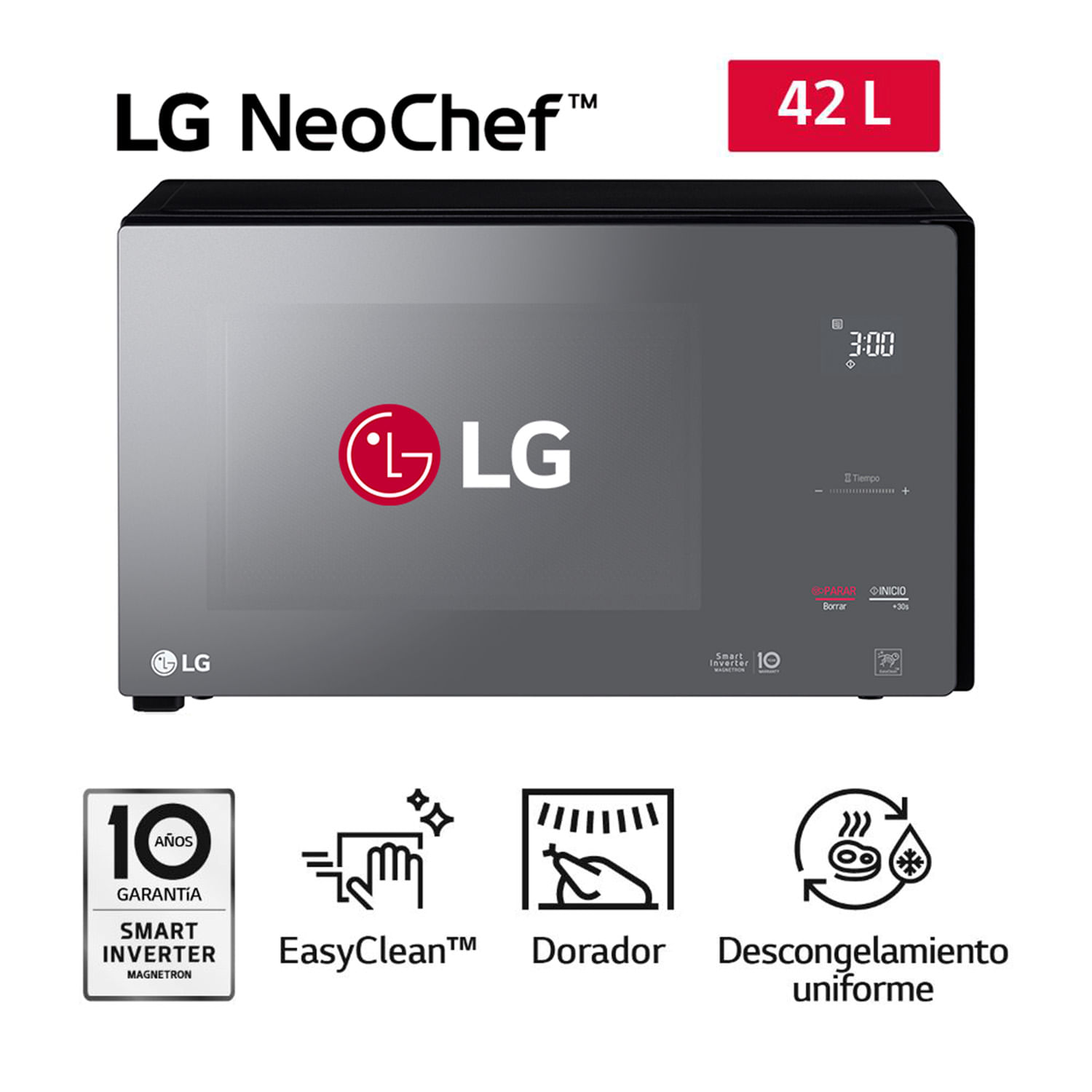 Horno Microondas LG MH8296DIR 42L EasyClean Negro