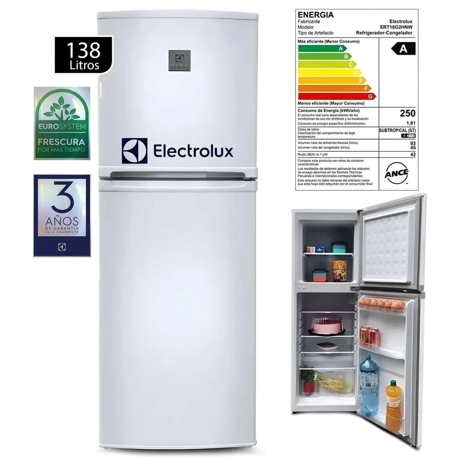 Refrigeradora electrolux ERT18G2HNW 138L frost 2 puertas blanco