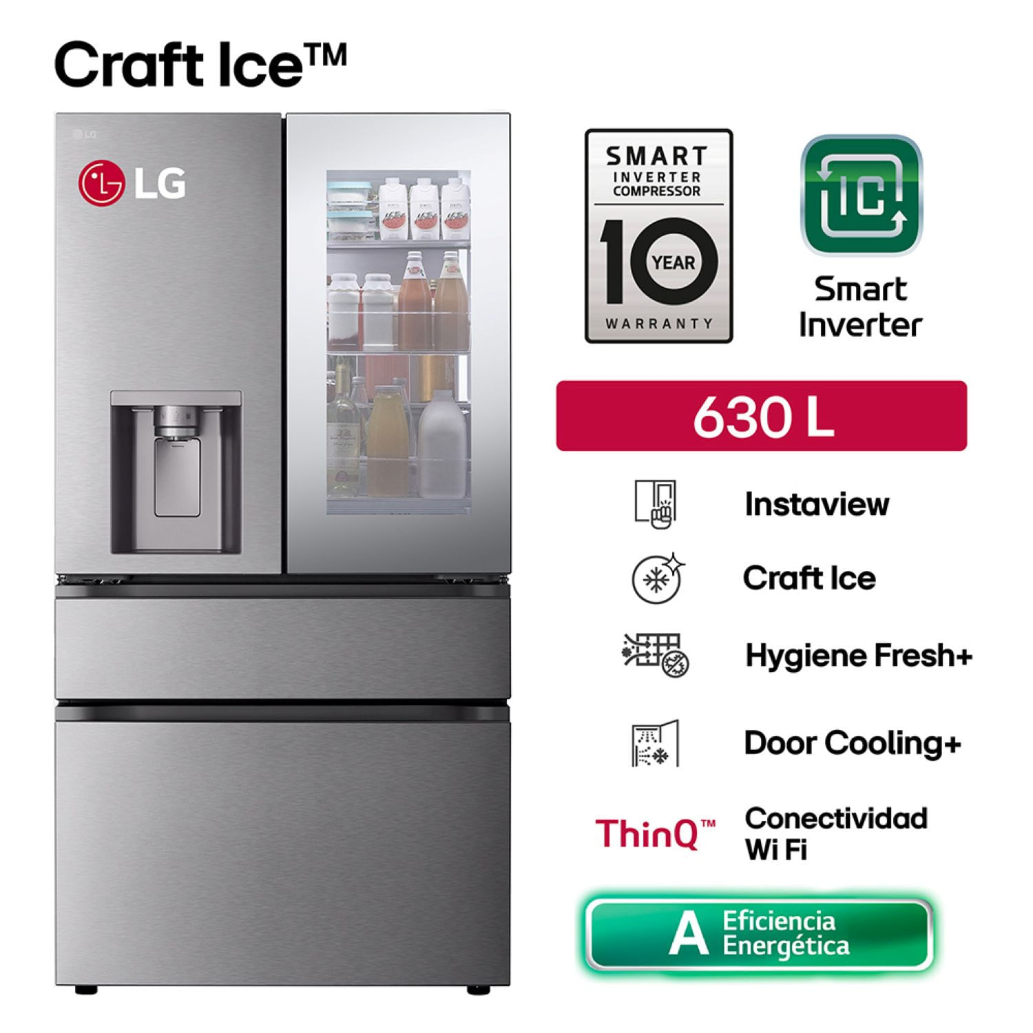 Refrigeradora LG French Door GM81SXD 630L Instaview Plata
