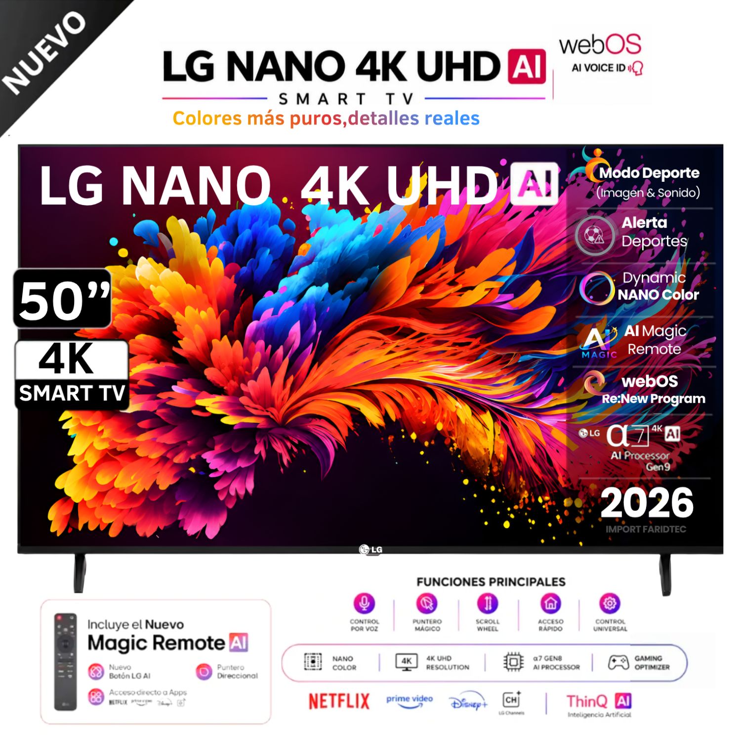 TELEVISOR LG 50 NANO 4K UHD AI Smart TV 50NU800BPSB 2026