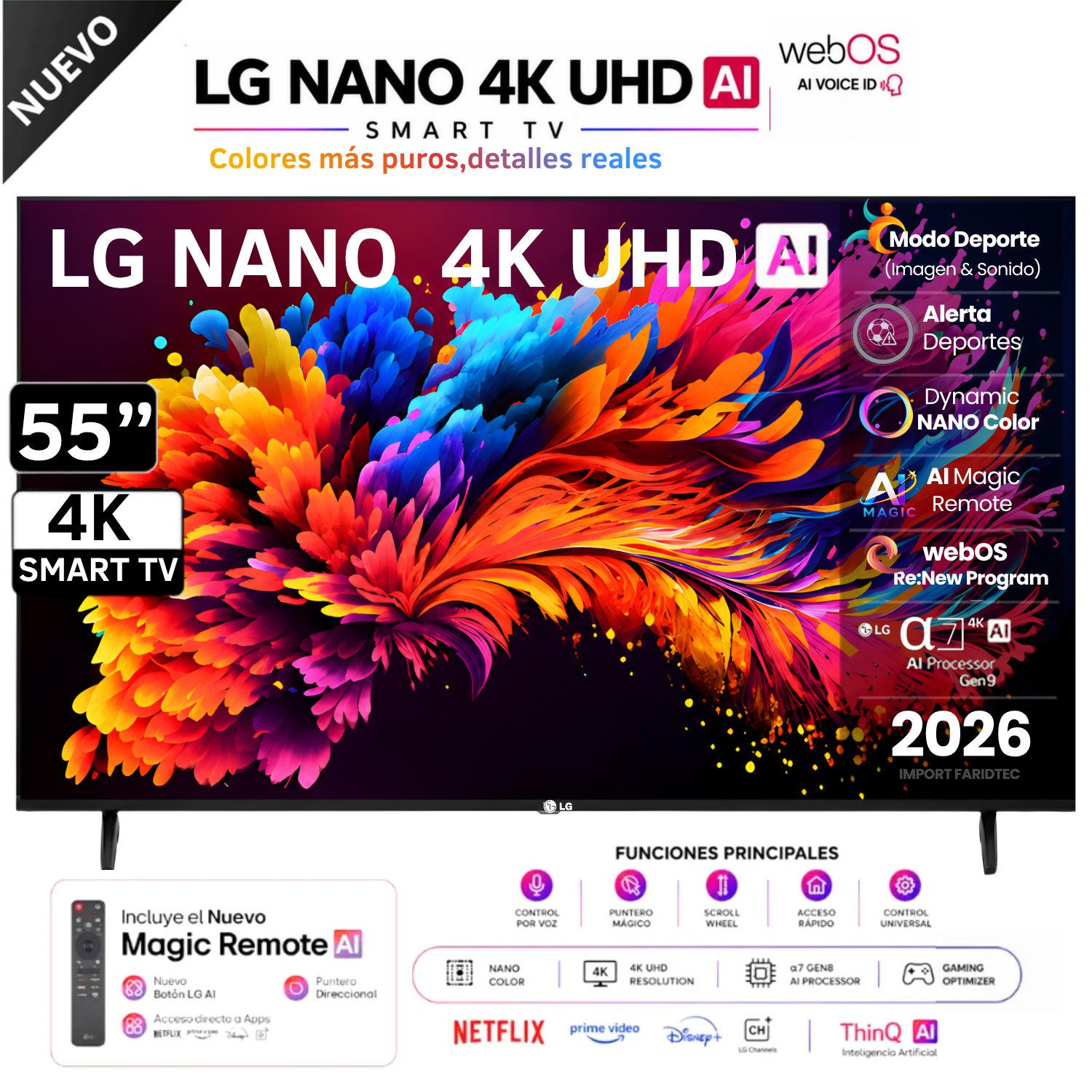 Televisor LG 55 NANO UHD 4K AI Smart TV  55NU800BPSBQ - 2026