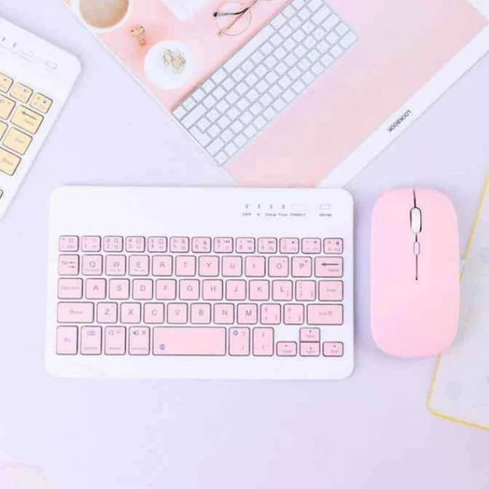 TECLADO MOUSE INALAMBRICO BLUETOOTH A2000 - ROSADO