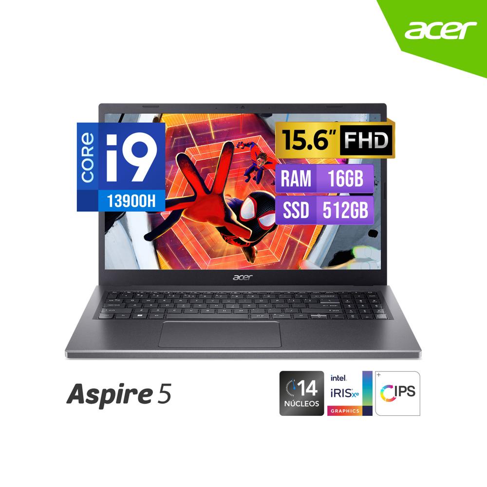 LAPTOP ACER ASPIRE 5 i9 13900H 14 núcleos 15.6 FHD IPS 16GB Ram DDR5 512GB SSD FreeDOS