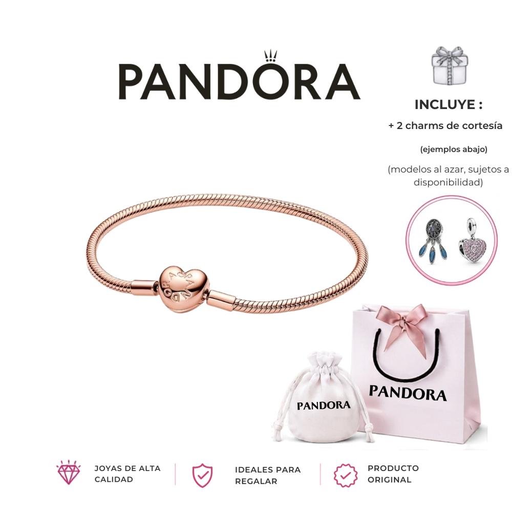 Pulsera Pandora corazón oro rosa talla 18