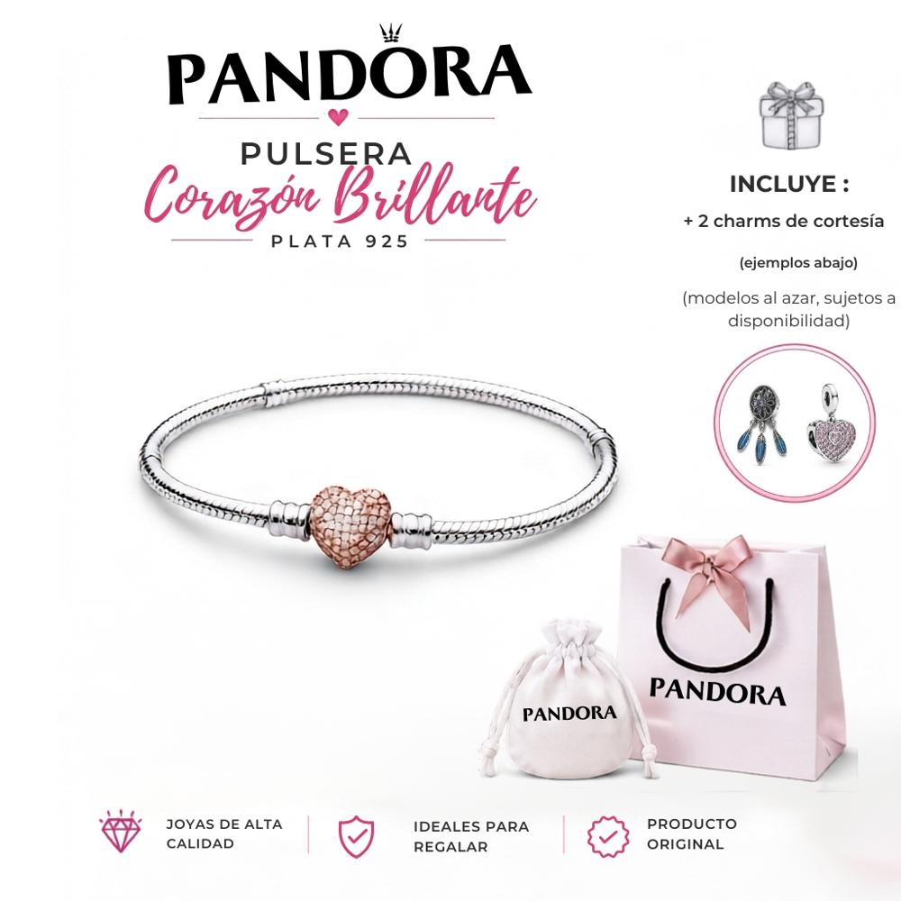 pulsera Pandora corazon rosa talla 17