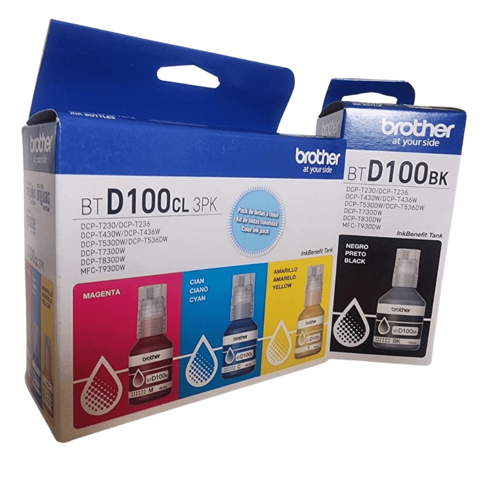 Kit de Tintas Brother BRD100CL Y BTD100BK los 4 colores Original