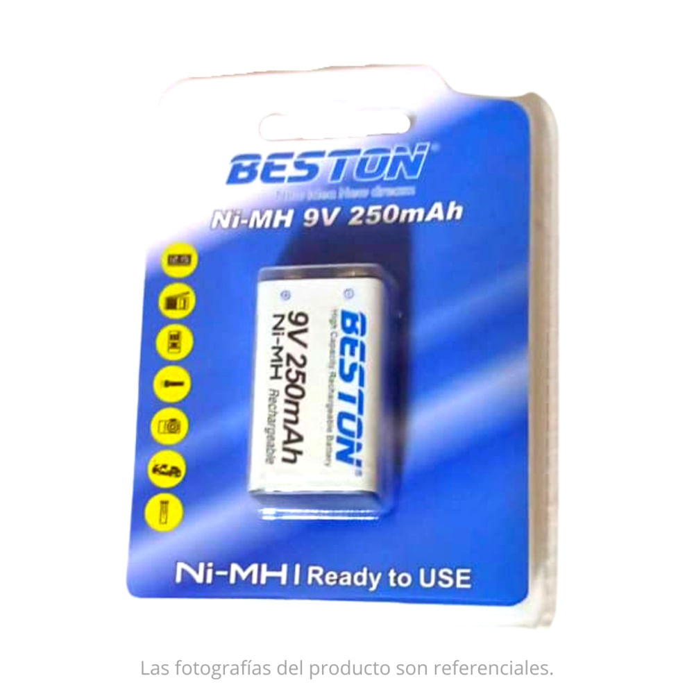 Batería Recargable Beston 9V 250mAh Alta Duración