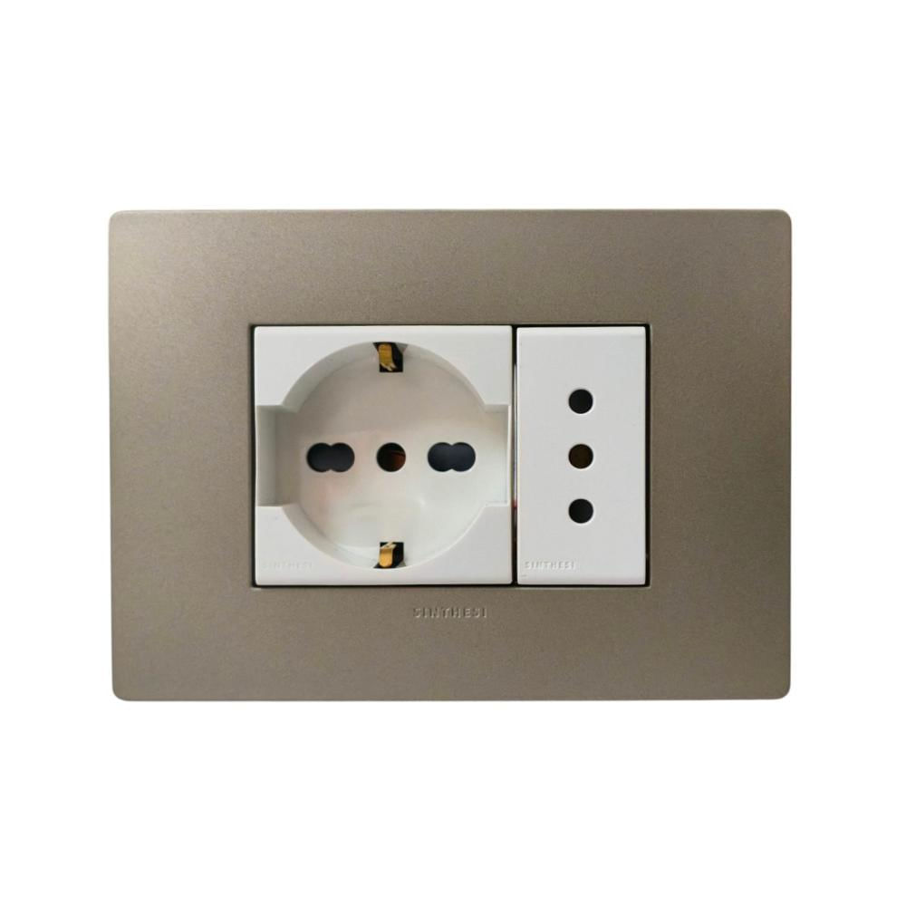 TOMACORRIENTE DOBLE 1 SCHUKO Y 1 3 EN LINEA S33 PL