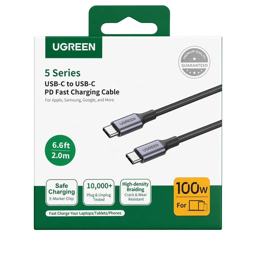 Cable Carga Rápida USB-C 100W UGREEN 2m 70429 Compatible MacBook iPhone 17 Samsung