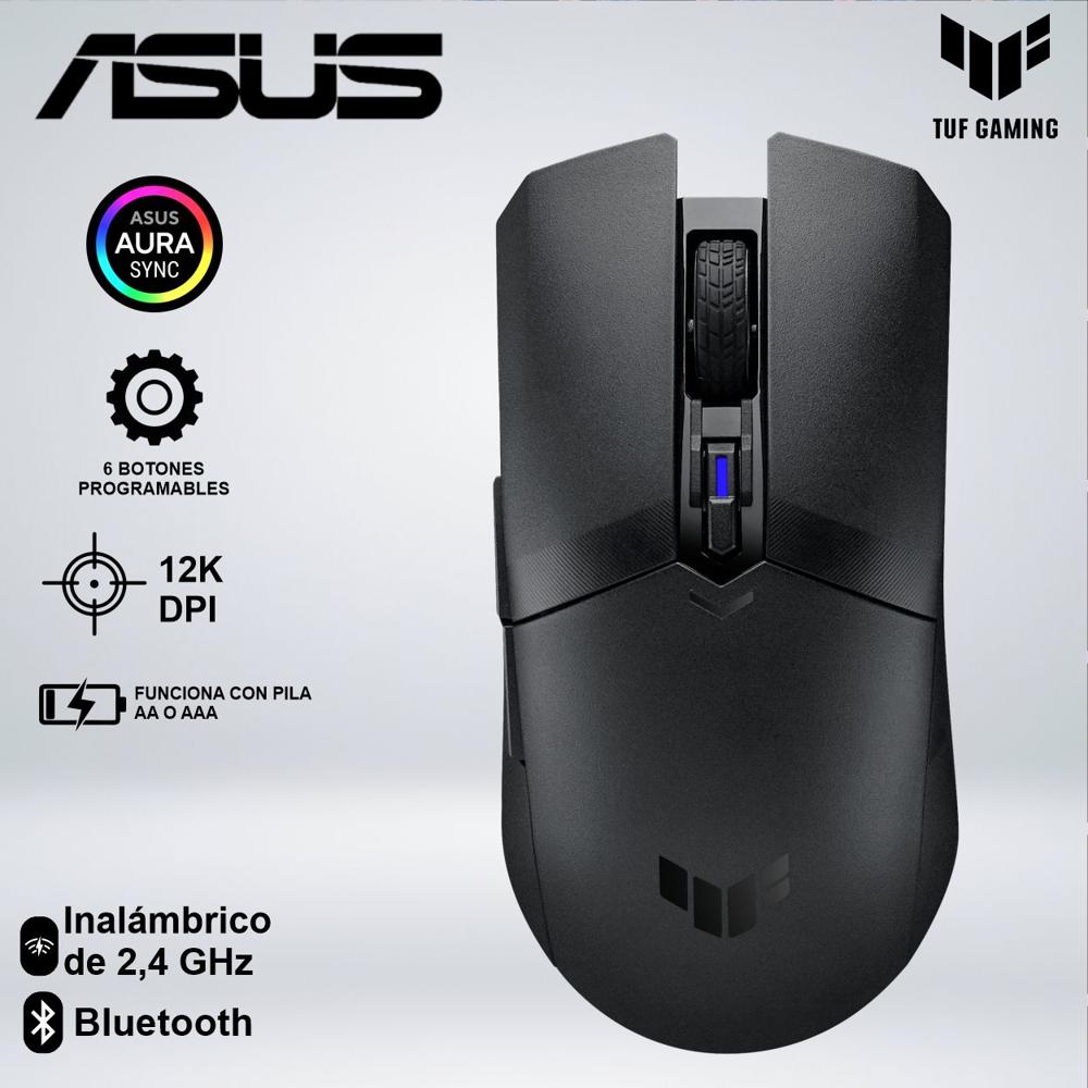 MOUSE ASUS TUF GAMING M4 WIRELESS 12K DPI DOBLE CONECTIVIDAD INALAMBRICA 2.4GHZ-BLUETOOTH 040396
