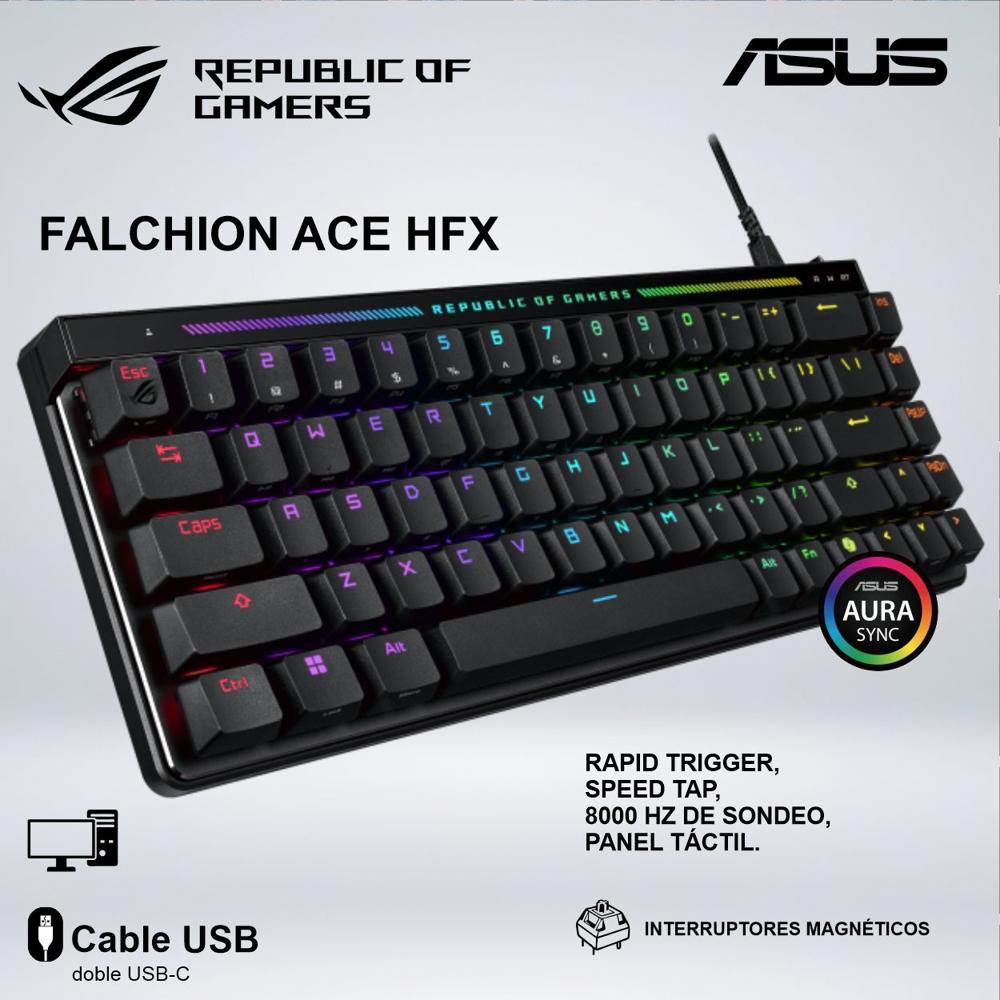 TECLADO GAMING ASUS ROG FALCHION ACE HFX  SWITCHES MAGNÉTICOS 040394