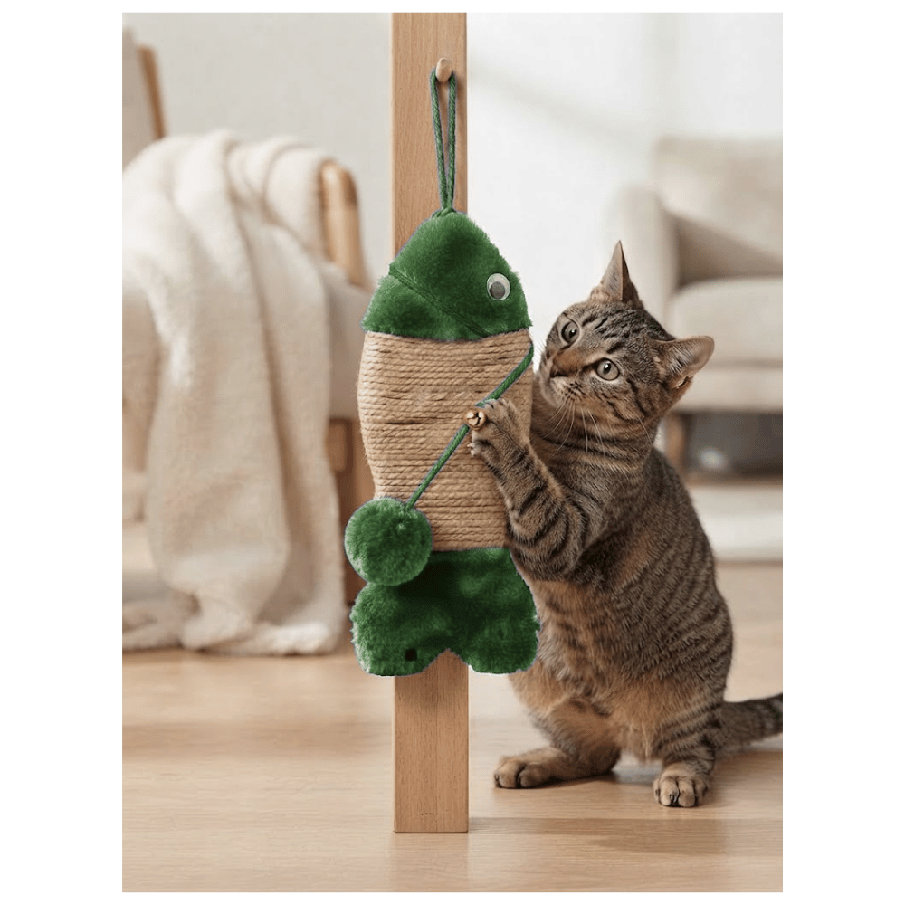 Rascador Para Colgar Con Juguete Interactivo Para Gatos - Verde oscuro