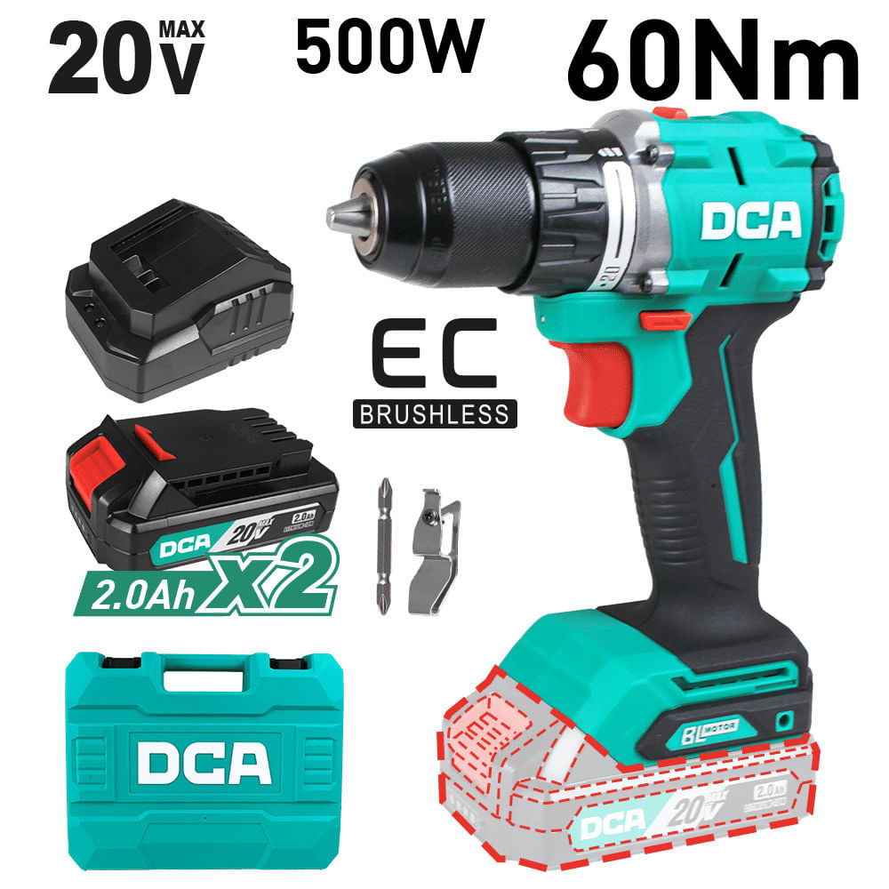 TALADRO PERCUTOR COMP. 20V BRUSHLESS 13MM 60N.M 20 - 2 B 2X2.0AH MALETIN